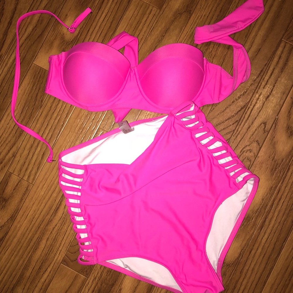 ZAFUL high waist pink swimsuit
